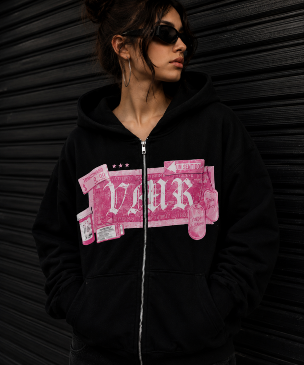 Campera Zip Hoodie Pink